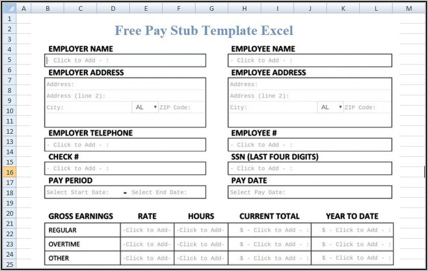 Free Paystub Template For Excel