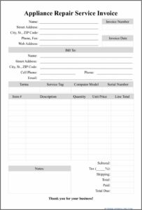 Free Printable Home Repair Invoice Template