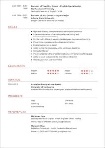 Free Teacher Resume Template Australia