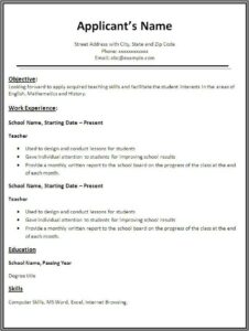 Free Teacher Resume Template Word