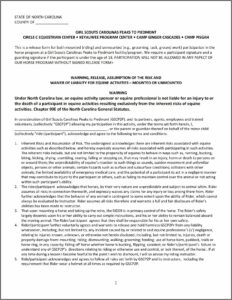 Horseback Riding Waiver Form