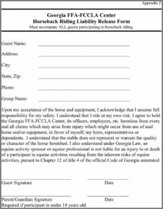 Horseback Riding Waiver Template