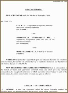 Loan Agreement Template Ontario