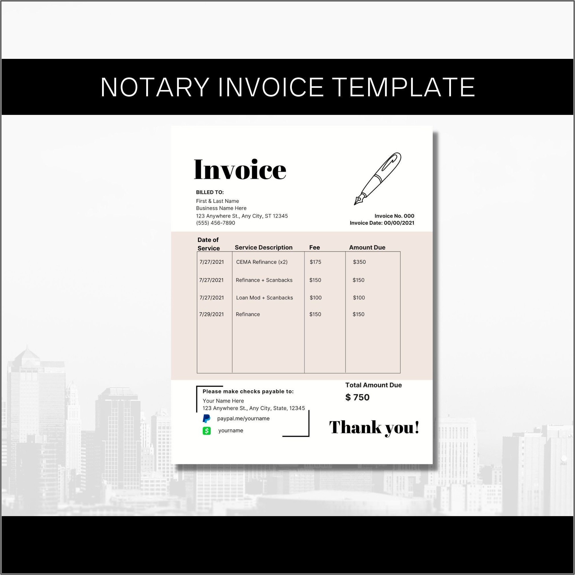 Loan Invoice Template