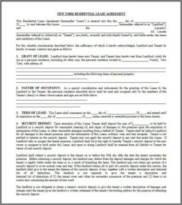 New York Residential Lease Agreement Template