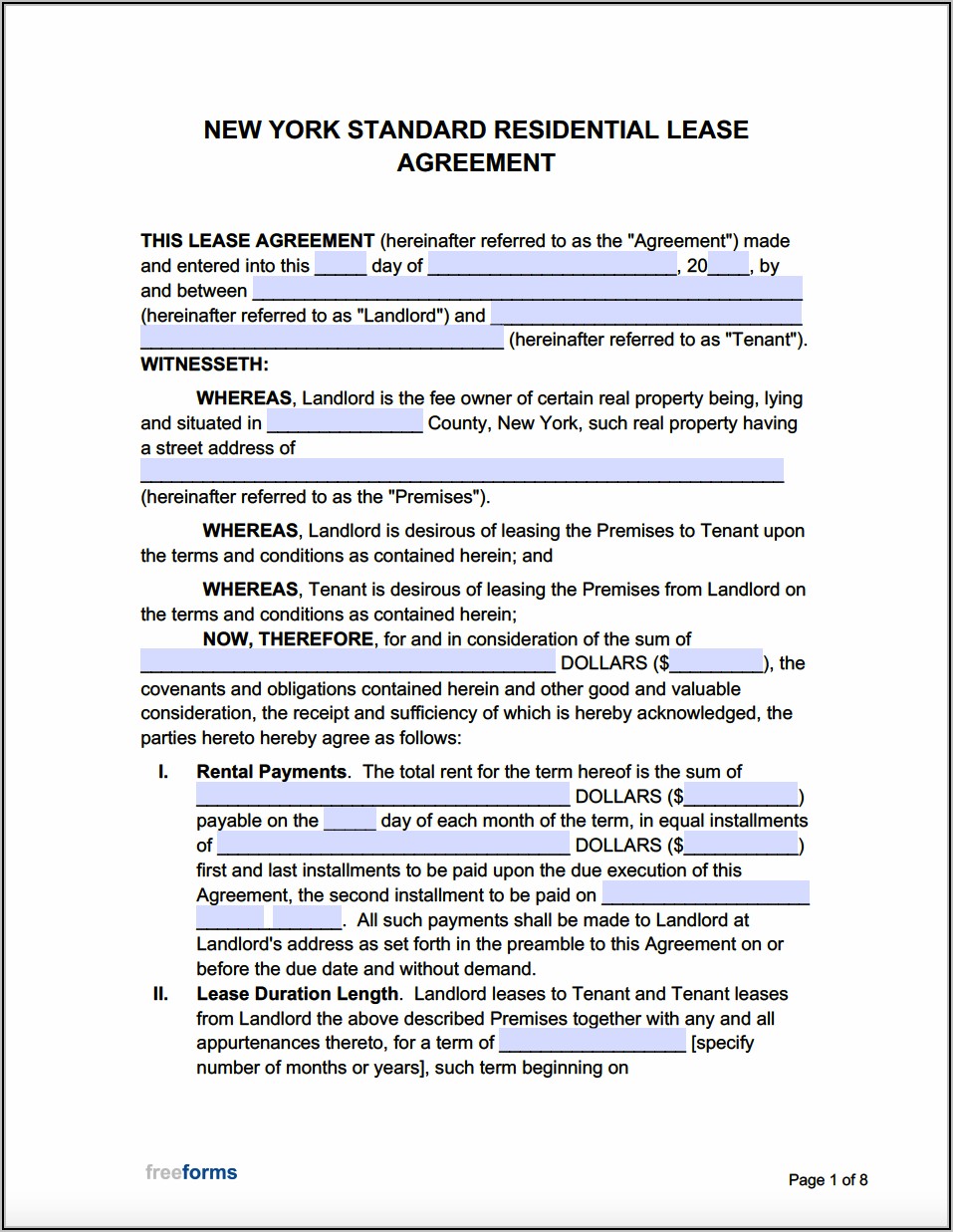 New York State Lease Agreement Template