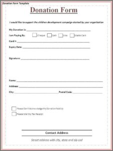 Nonprofit Printable Donation Form Template