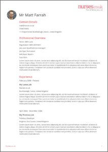 Nursing Cv Template Free Uk