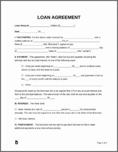 Personal Loan Agreement Word Template