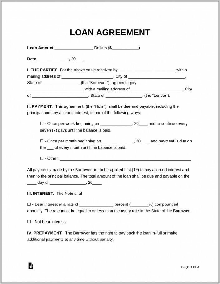 Personal Loan Agreement Word Template
