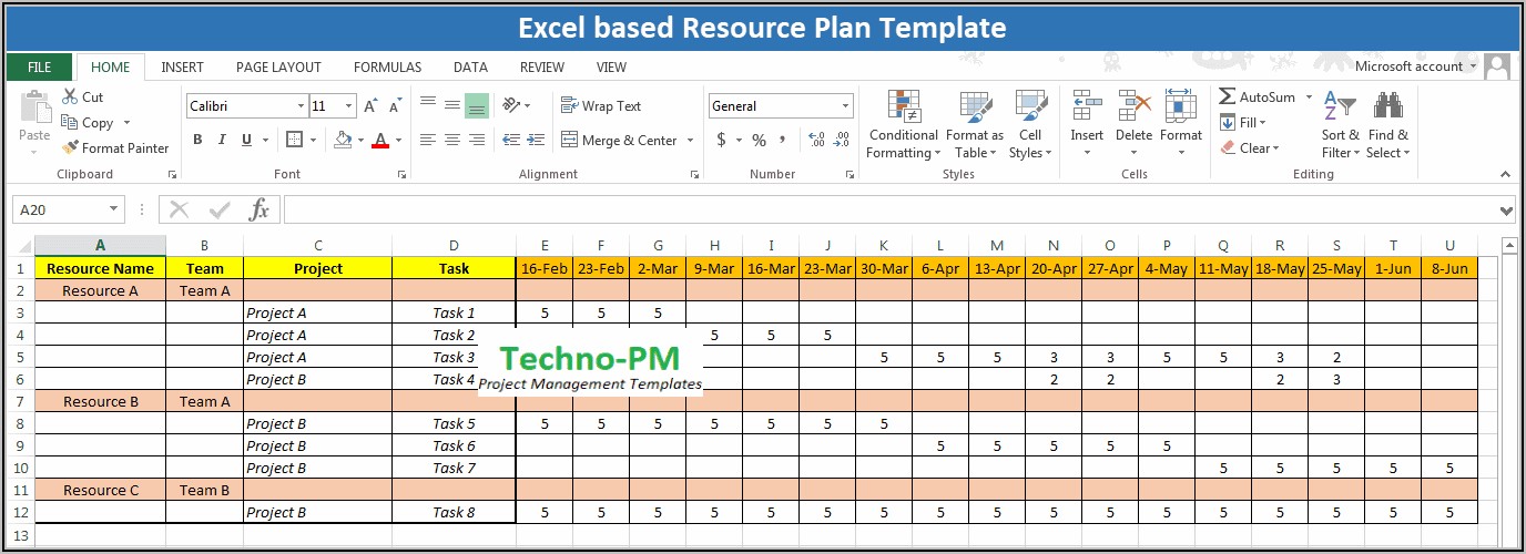 Project Resource Planning Template Xls