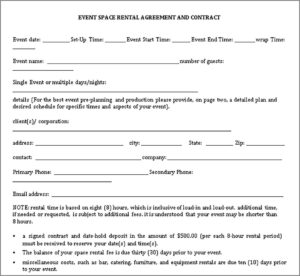 Rental Agreement Template Fillable Pdf