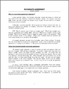 Roommate Contract Template College