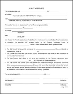 Roommate Contract Template Ontario