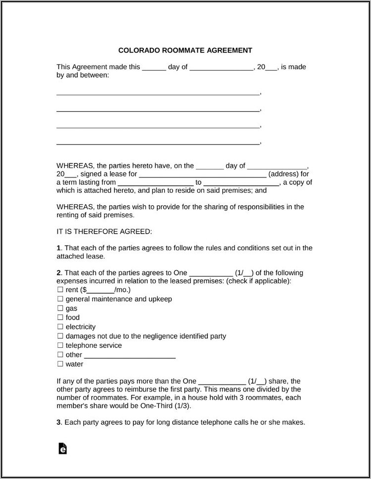 Roommate Contract Template Uk