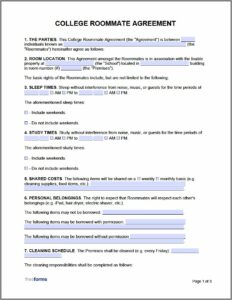 Roommate Contracts Examples