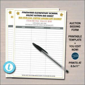 Silent Auction Bid Sheet Template Word Free