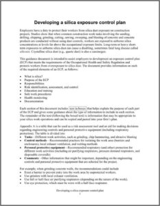 Silica Control Plan Template