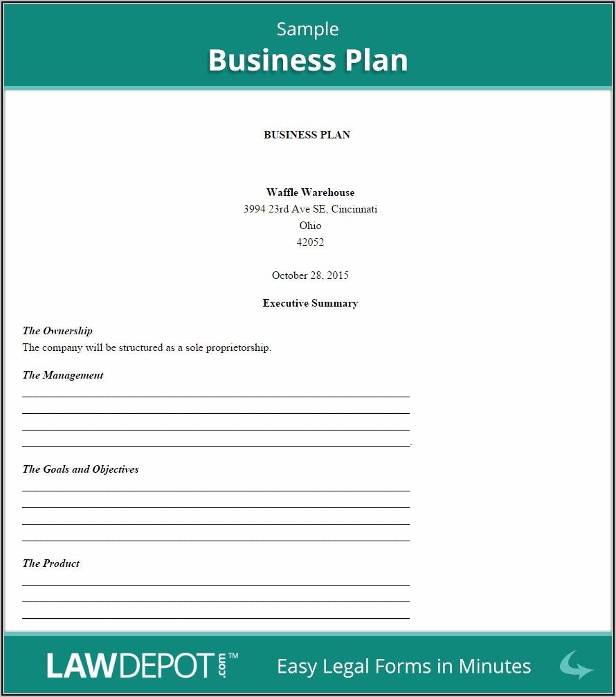 Sole Proprietor Business Plan Template