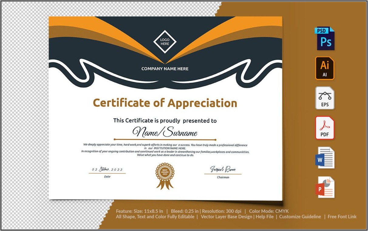 Template Certificate Of Appreciation