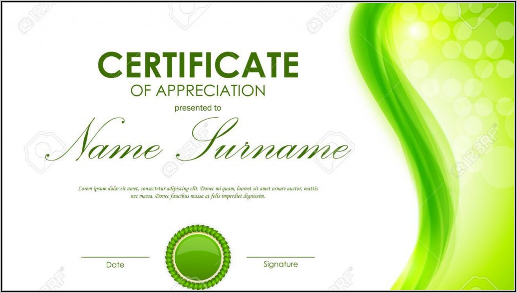 Template For Certificate Of Appreciation Free Download