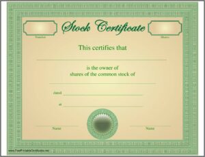 Template For Printing Stock Certificates