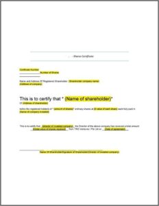 Template For Stock Certificate Word