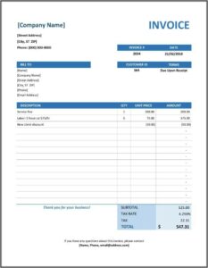 Template Invoice Excel