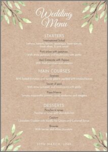 Wedding Bar Menu Templates Free Download