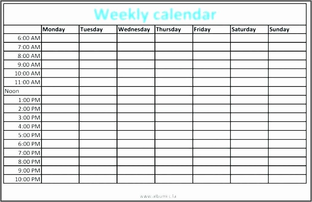 Weekly Schedule Template For Mac
