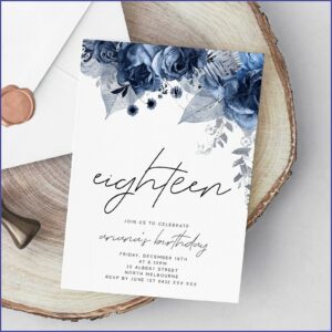 18th Birthday Blue Invitation Templates