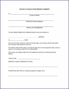30 Day Notice To Vacate California Template Free