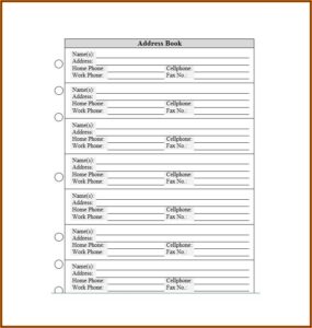 5.5 X 8.5 Address Book Template