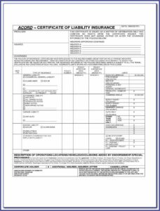 Acord Certificate Of Insurance Example