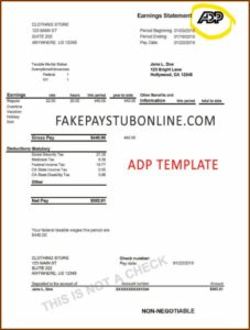 Adp Pay Stub Template Form