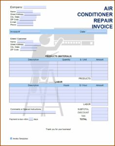 Air Conditioner Invoice Template