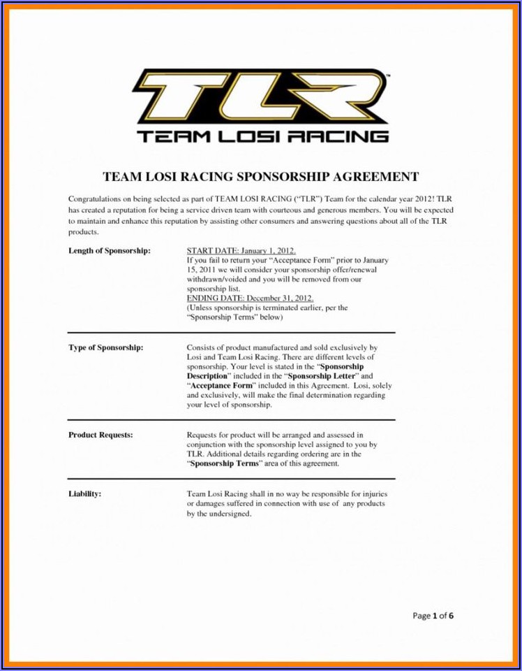 Athlete Sponsorship Contract Template