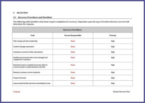 Backup And Disaster Recovery Plan Template
