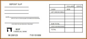 Bank Deposit Slip Template
