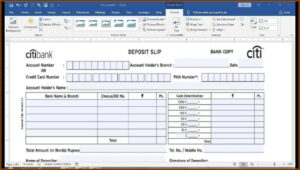 Bank Deposit Slip Template Word