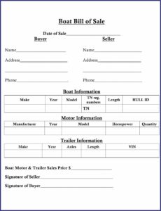 Bill Of Sale Template For Boat Motor And Trailer