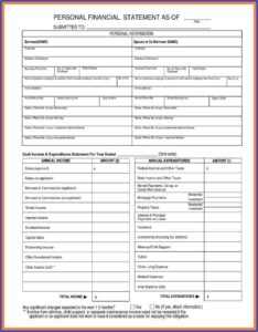 Blank Bank Financial Statement Forms