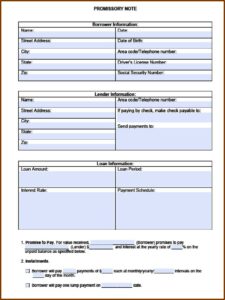 Blank Promissory Note Template Pdf