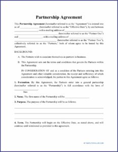 Boat Partnership Agreement Form