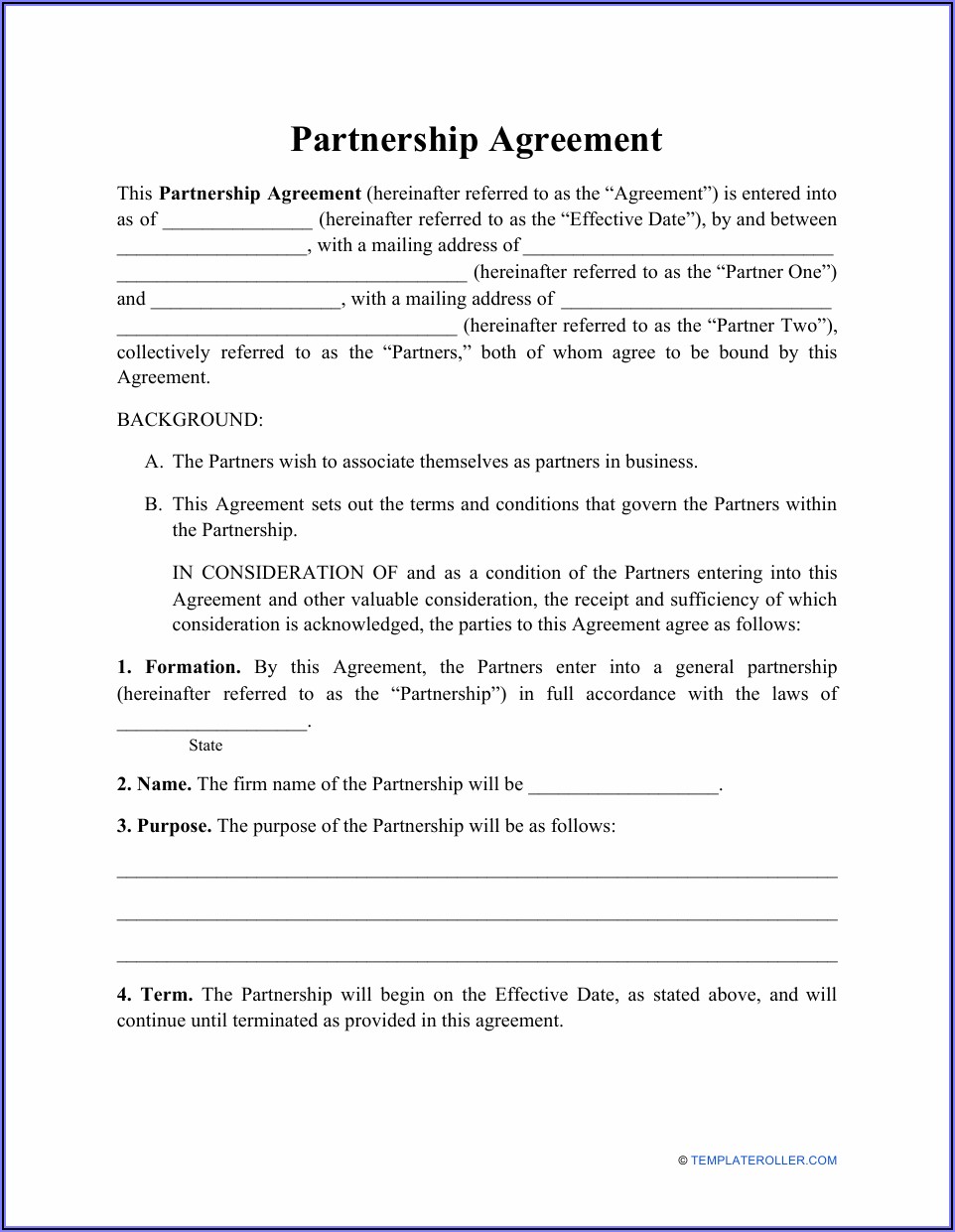 Boat Partnership Agreement Form