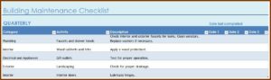Building Maintenance Checklist Template Free