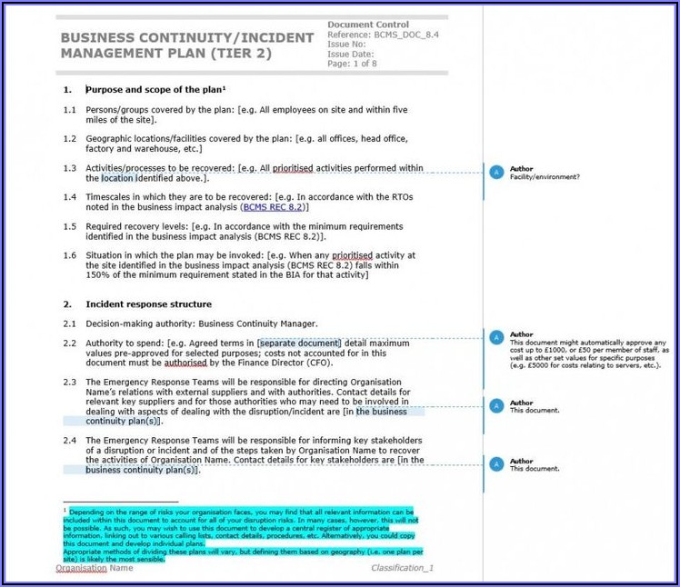 Business Continuity Plan Checklist Example