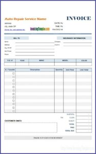 Car Service Invoice Template