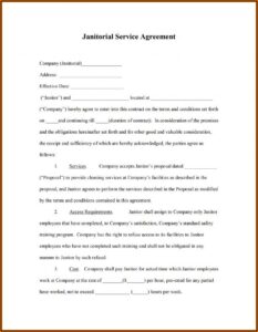 Cleaning Service Contract Template Pdf