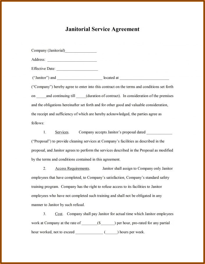 Cleaning Service Contract Template Pdf